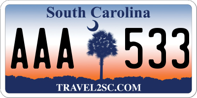 SC license plate AAA533