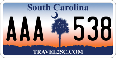 SC license plate AAA538