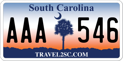SC license plate AAA546