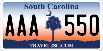 SC license plate AAA550