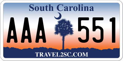 SC license plate AAA551