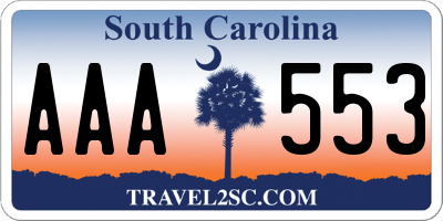 SC license plate AAA553