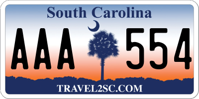 SC license plate AAA554