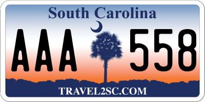 SC license plate AAA558