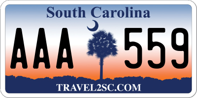 SC license plate AAA559