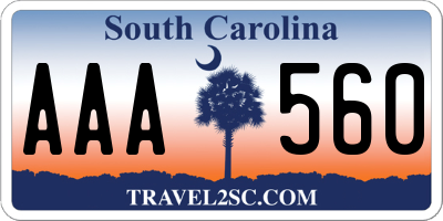 SC license plate AAA560