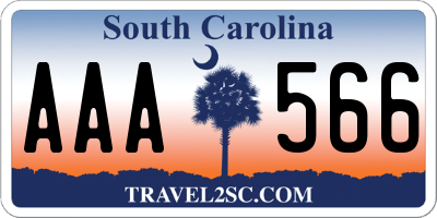 SC license plate AAA566