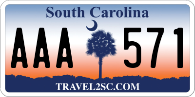 SC license plate AAA571