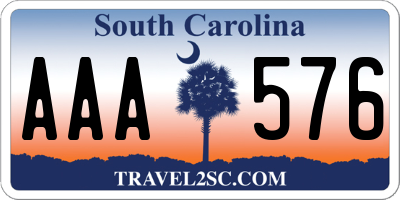 SC license plate AAA576