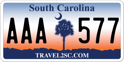 SC license plate AAA577