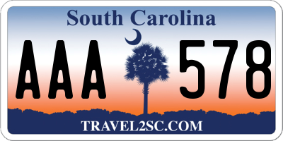 SC license plate AAA578