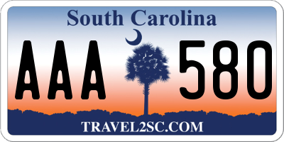 SC license plate AAA580