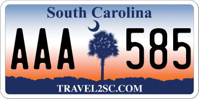 SC license plate AAA585