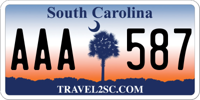 SC license plate AAA587