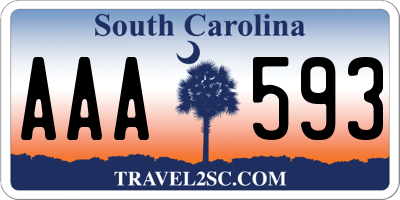 SC license plate AAA593