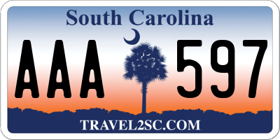 SC license plate AAA597