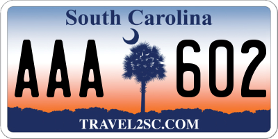 SC license plate AAA602