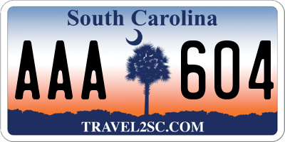 SC license plate AAA604