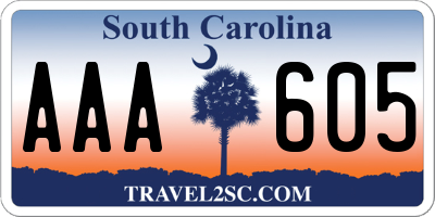 SC license plate AAA605