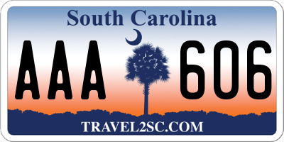 SC license plate AAA606