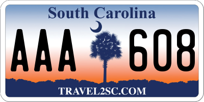 SC license plate AAA608