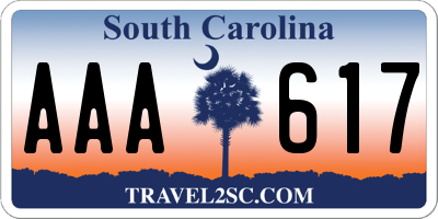 SC license plate AAA617
