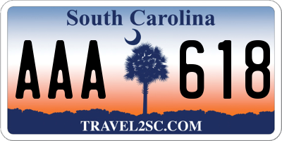 SC license plate AAA618