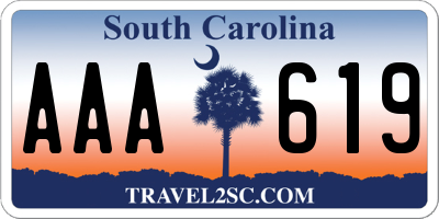 SC license plate AAA619
