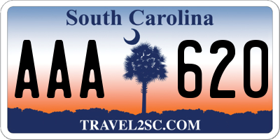 SC license plate AAA620