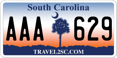 SC license plate AAA629