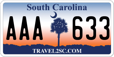 SC license plate AAA633