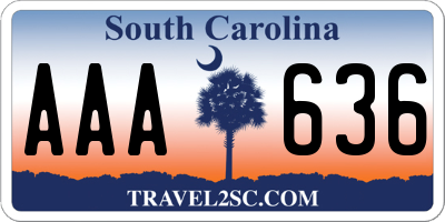 SC license plate AAA636