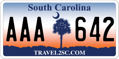 SC license plate AAA642