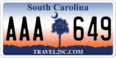 SC license plate AAA649