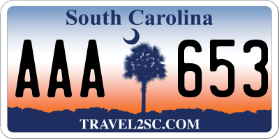 SC license plate AAA653