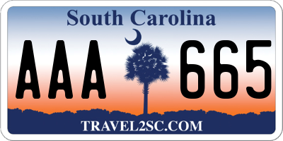 SC license plate AAA665