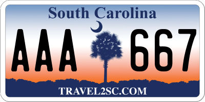 SC license plate AAA667