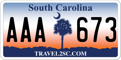 SC license plate AAA673