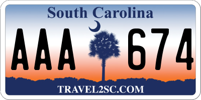 SC license plate AAA674