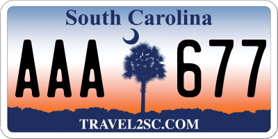 SC license plate AAA677