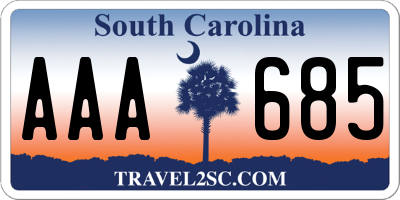 SC license plate AAA685