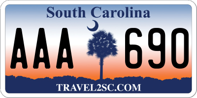 SC license plate AAA690