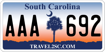 SC license plate AAA692