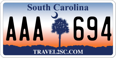 SC license plate AAA694