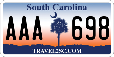 SC license plate AAA698