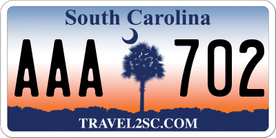 SC license plate AAA702