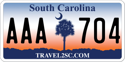SC license plate AAA704