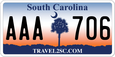 SC license plate AAA706