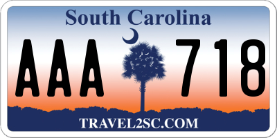 SC license plate AAA718