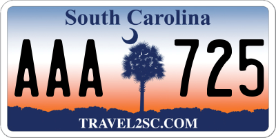 SC license plate AAA725